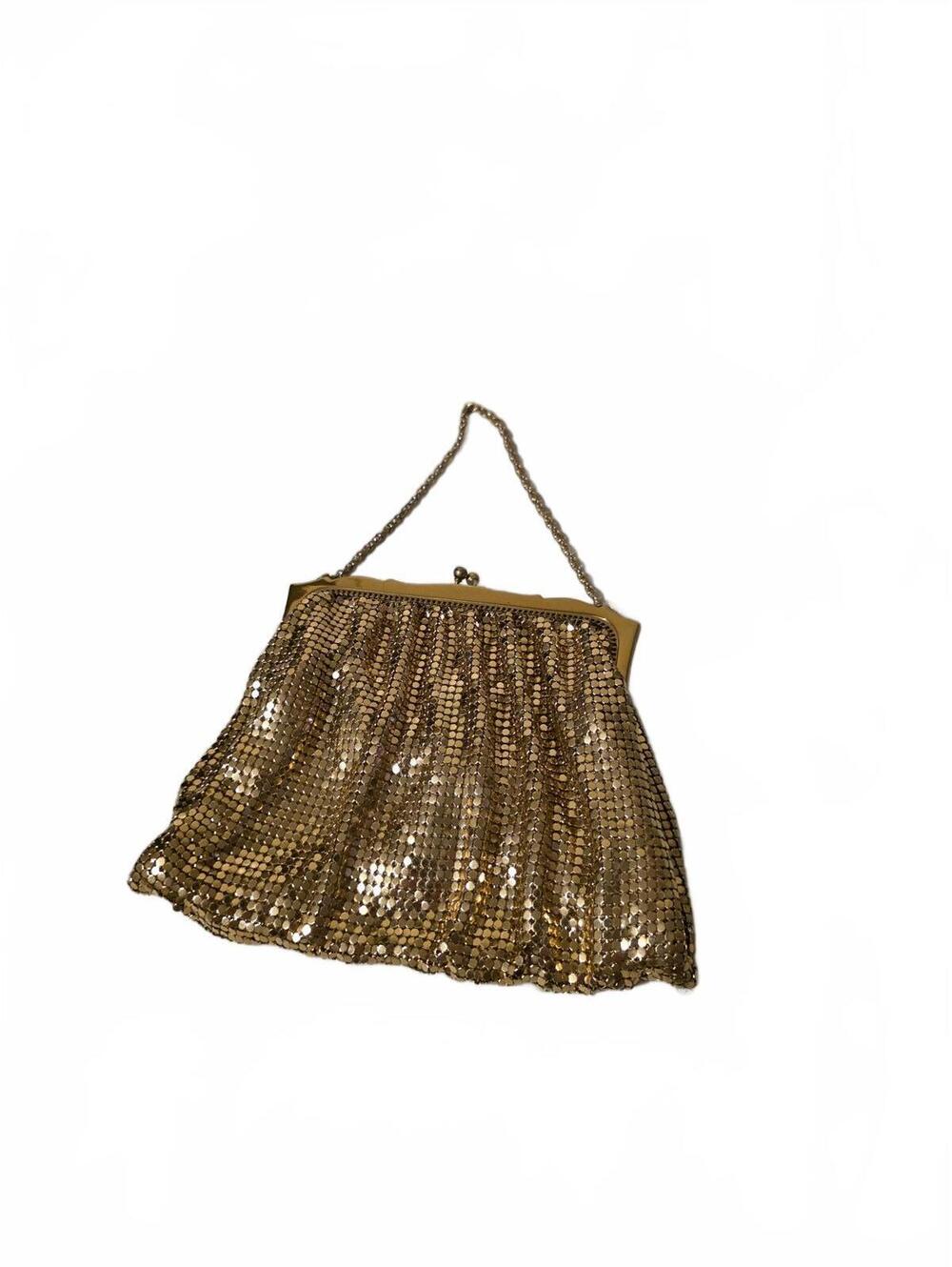 Vtg 1920's Gold Mesh Evening Clutch Purse with Chain Handle